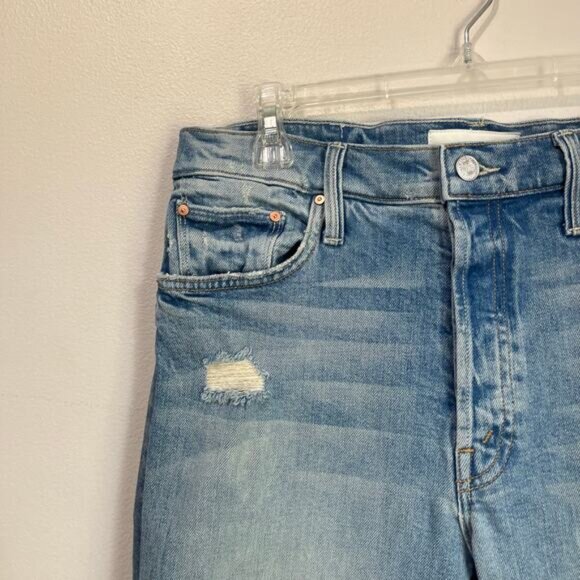 Mother Tomcat Jeans High Rise Cropped Straight Leg Confession Wash Size 30 - Picture 7 of 11